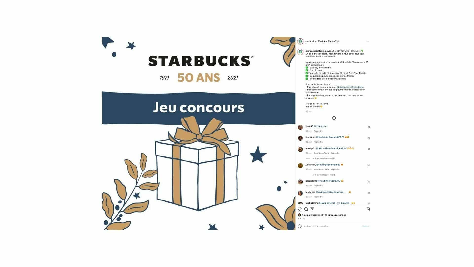 network reach visibility starbucks gestion des reseaux sociaux jeux concours