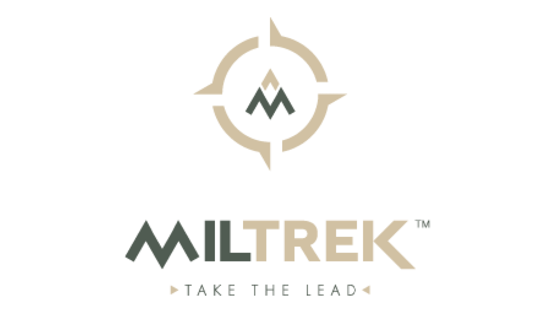 Logotype tertiaire de Miltrek comprenant le logotype iconographique, le nom et la baseline
